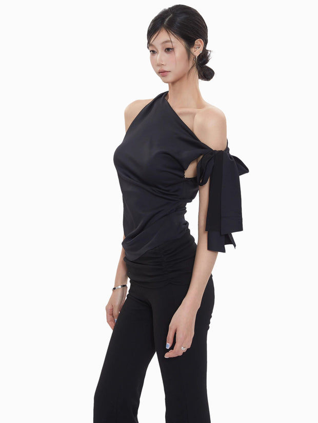 One Shoulder Tie Strap Top