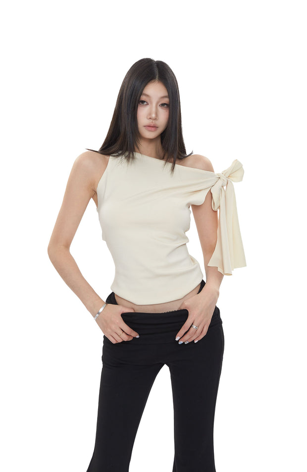 One Shoulder Tie Strap Top