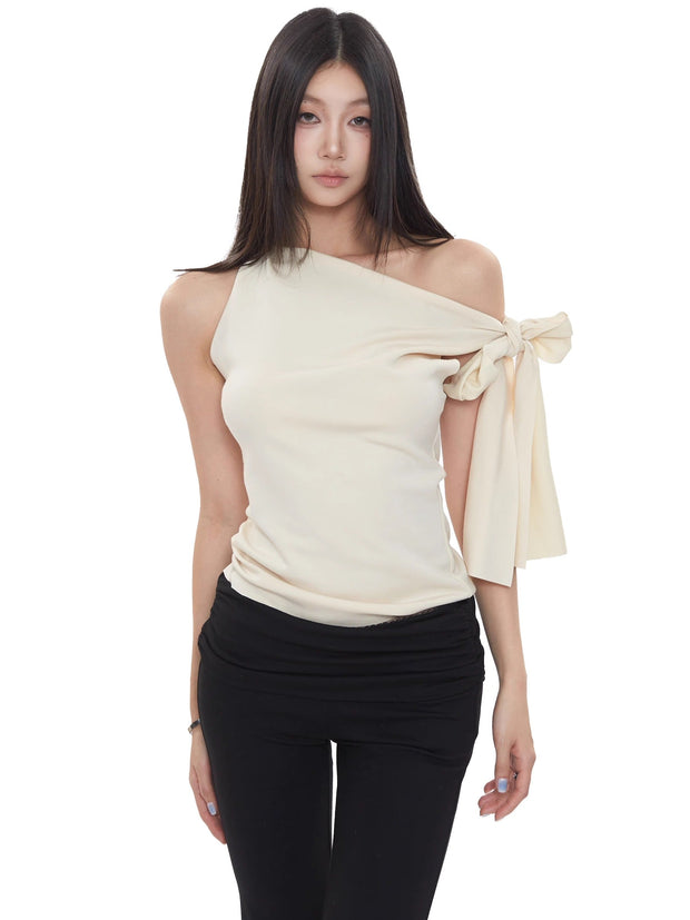 One Shoulder Tie Strap Top