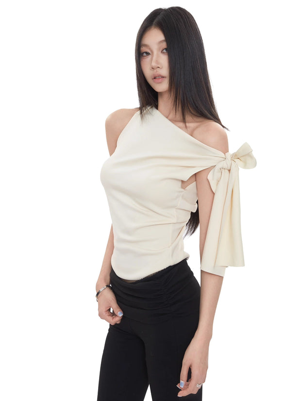 One Shoulder Tie Strap Top
