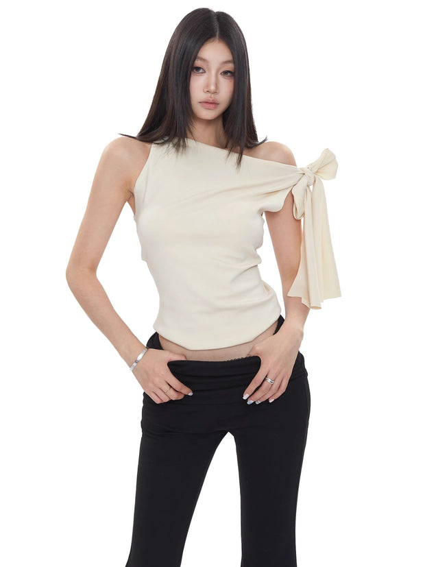 One Shoulder Tie Strap Top