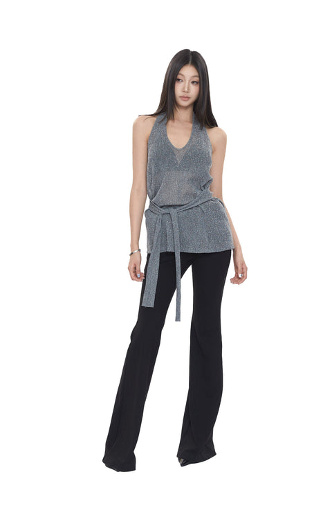Backless Halter Back Tie Top