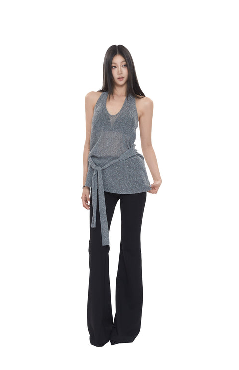 Backless Halter Back Tie Top
