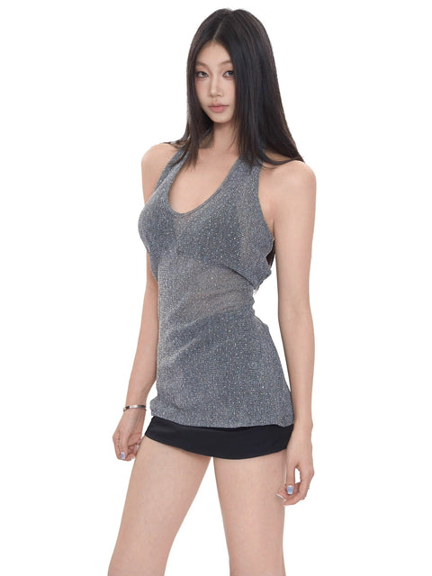 Backless Halter Back Tie Top