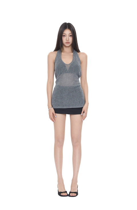 Backless Halter Back Tie Top