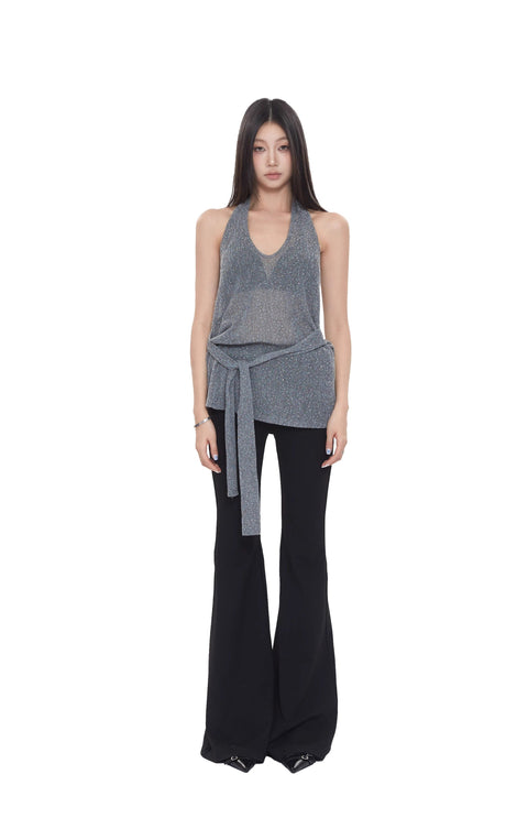 Backless Halter Back Tie Top