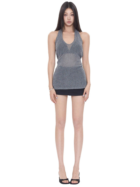 Backless Halter Back Tie Top
