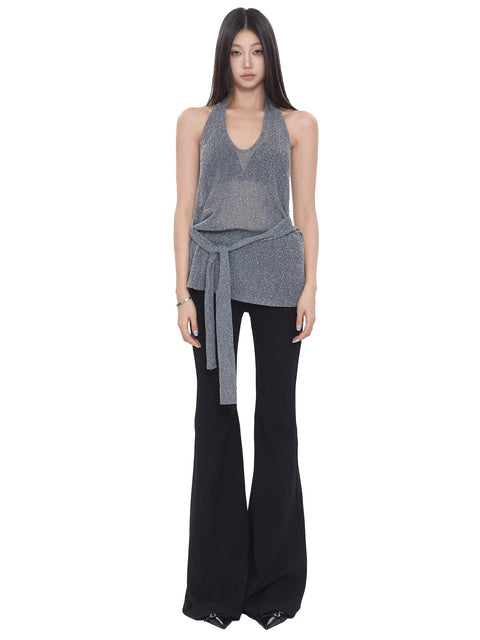 Backless Halter Back Tie Top