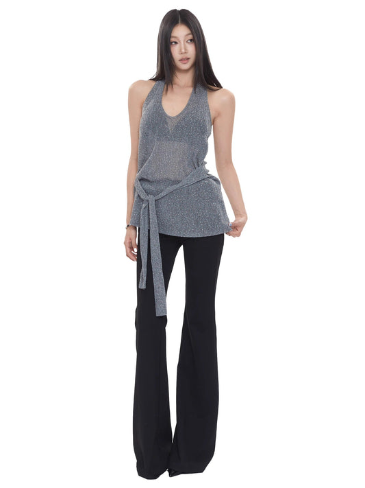 Backless Halter Back Tie Top