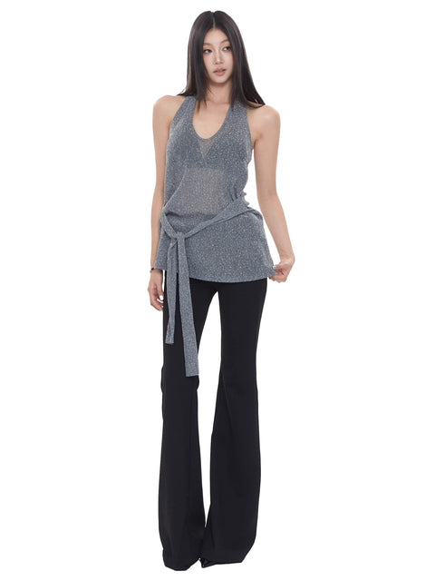 Backless Halter Back Tie Top