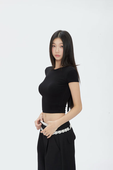 Wide Leg Lace Trim Pants