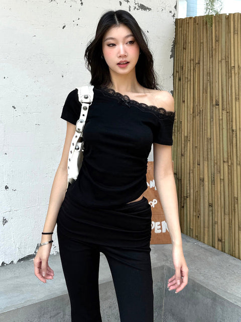 Off Shoulder Lace Trim Top