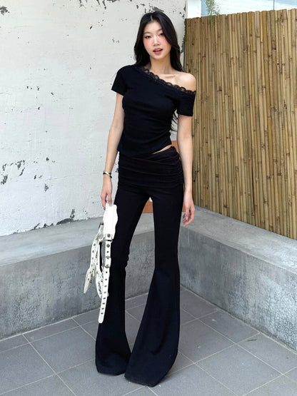 Off Shoulder Lace Trim Top