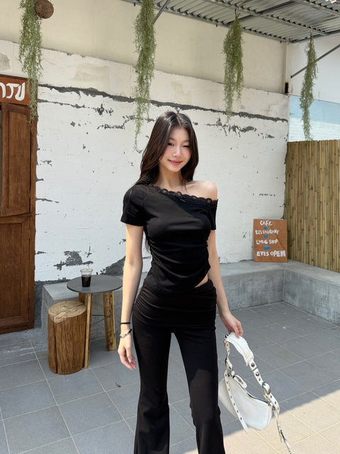 Off Shoulder Lace Trim Top