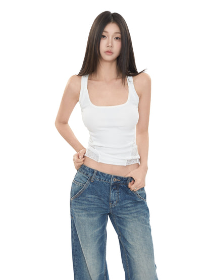 Lace Side Trim Tank Top