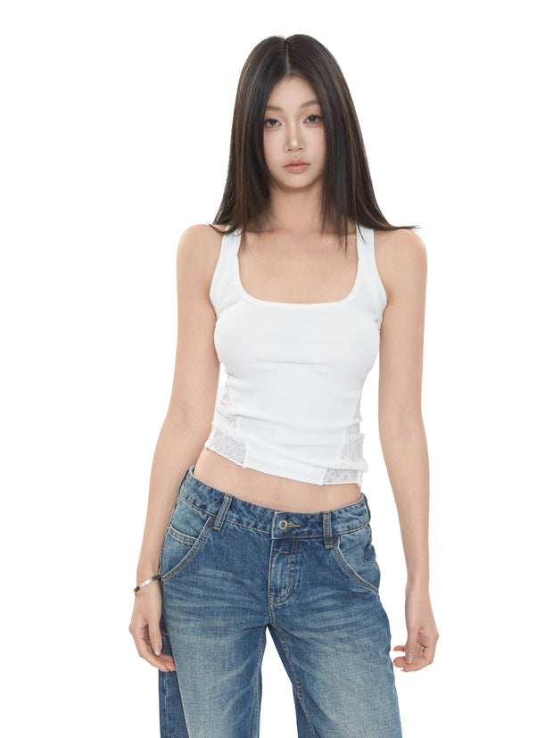 Lace Side Trim Tank Top