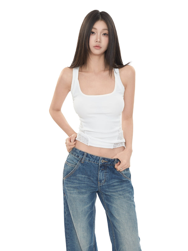 Lace Side Trim Tank Top