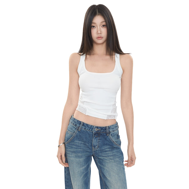 Lace Side Trim Tank Top